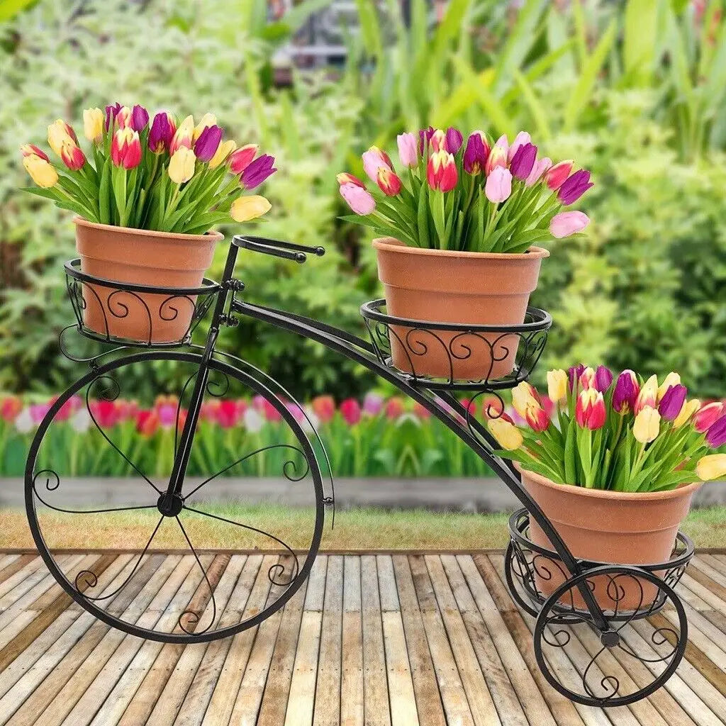 3 Tier Bicycle Plant Stand Metal Flower Pot Holder for Home Garden Patio