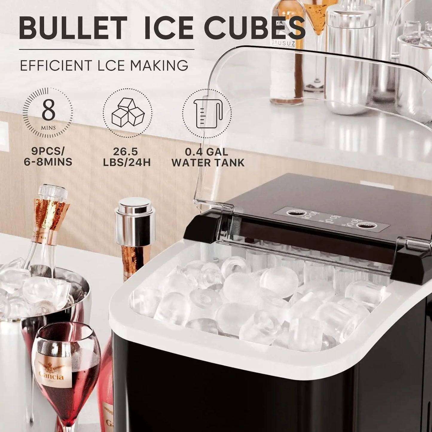 Portable Ice Maker For RV 26lbs 24H Quiet Self Cleaning