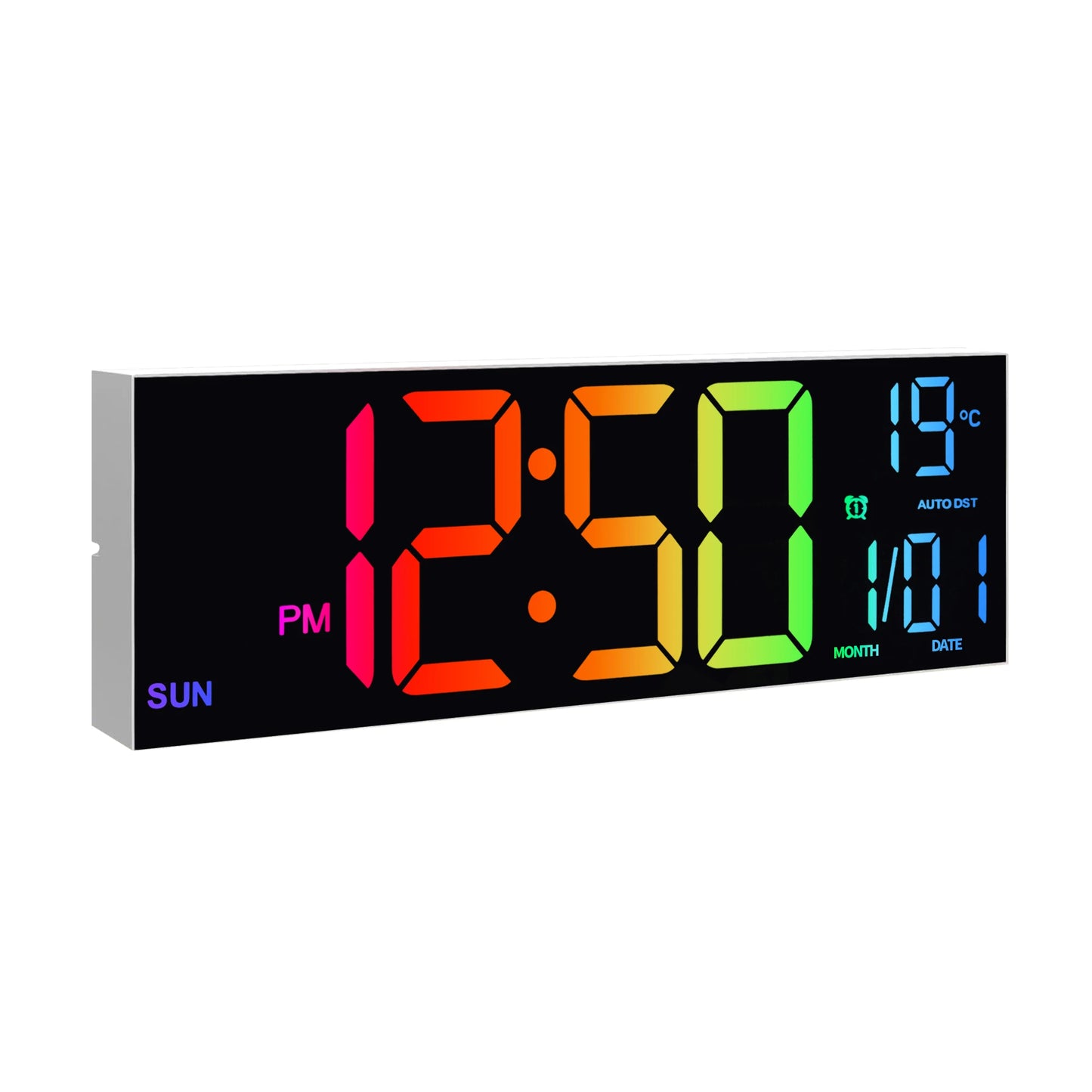 16 Inch Large Digital Wall Clock With Remote RGB LED Display Alarm Temperature For Living Room And Kitchen