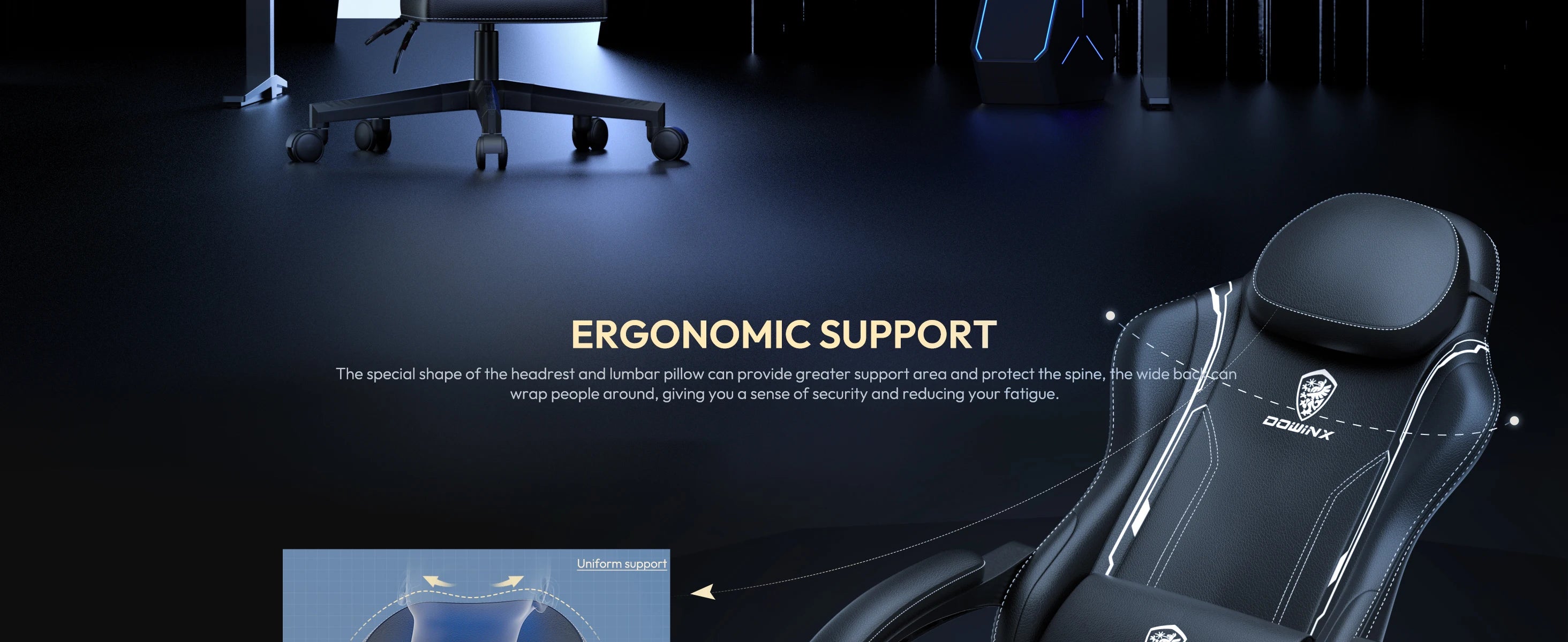 Dowinx Ergonomic Gaming Chair With Massage Lumbar Support And Footrest