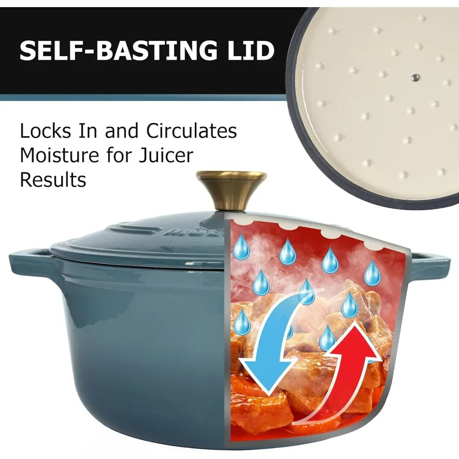 MELLERHOME 6 Quart Enameled Cast Iron Pot Dutch Oven HeavyDuty OvenSafe up to 500 F Across All Cooktops Bread Pan with Lid Knob