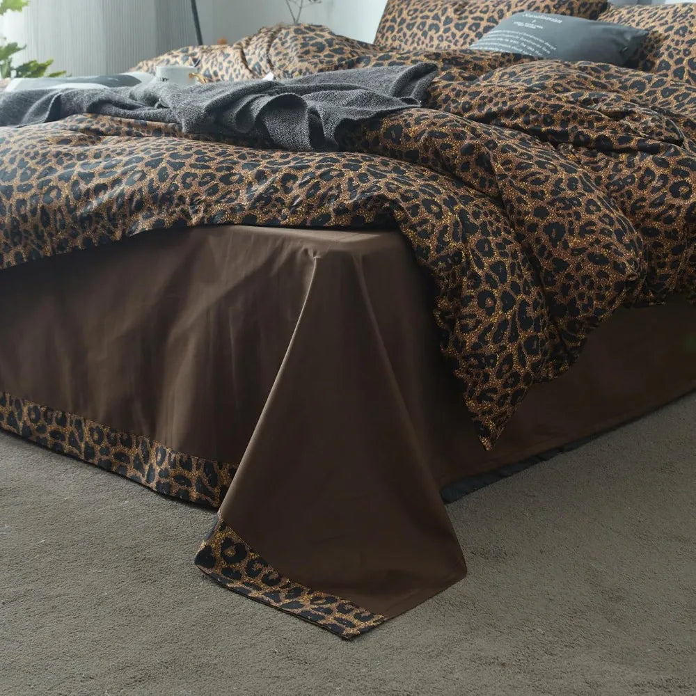 Leopard Print Comforter Set King-3 Pieces Animal Cheetah Printed Comforter Sexy Soft Fluffy Brown/Black Floral Print Bed