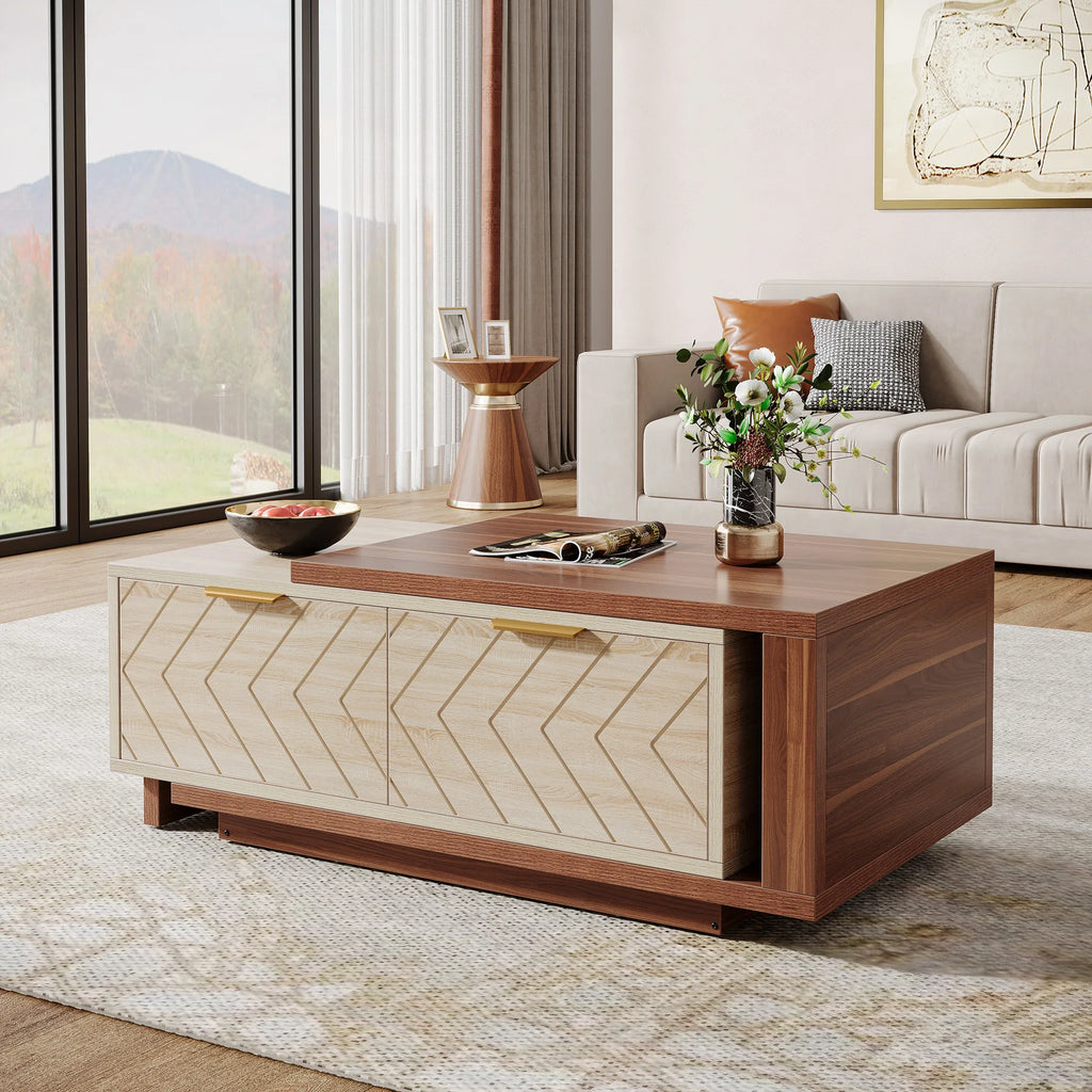 Tribesigns Extendable Coffee Table 42 To 65 Inches With Drawers