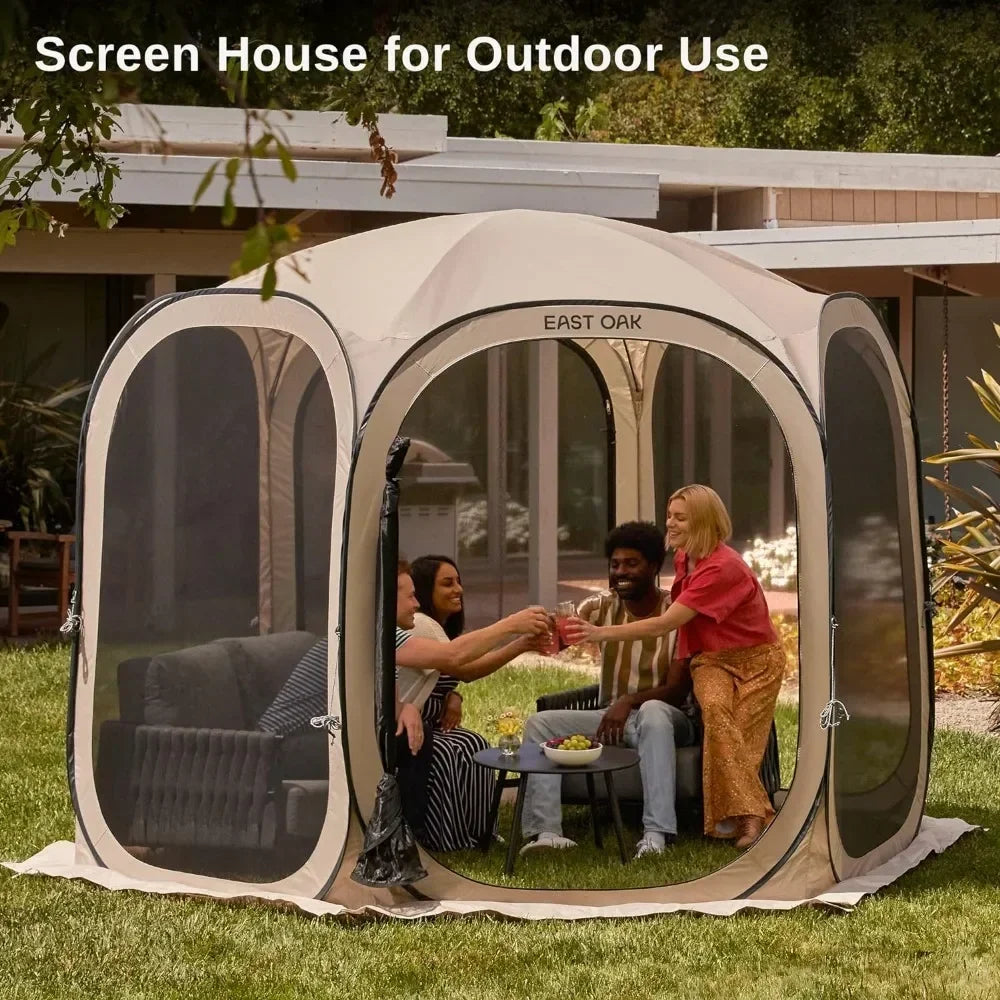 Screen House Tent Pop-Up, Portable Screen Room Canopy Instant Screen Tent 10 X 10 FT With Carry Bag For Patio, Backyard,customiz
