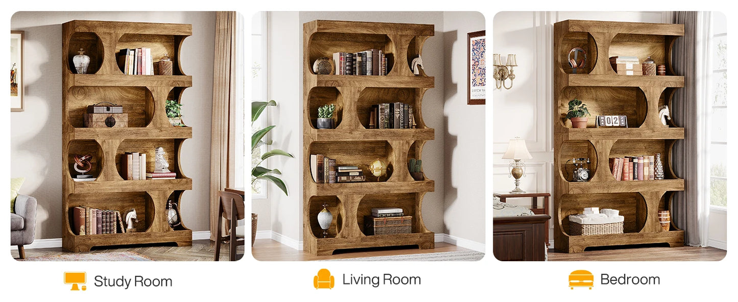 Modern Asymmetrical Freestanding Bookshelf for Living Room and Home Office