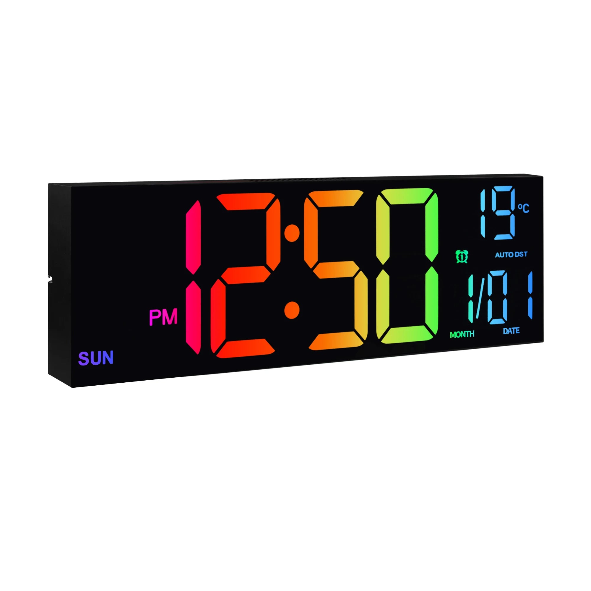 16 Inch Large Digital Wall Clock With Remote RGB LED Display Alarm Temperature For Living Room And Kitchen