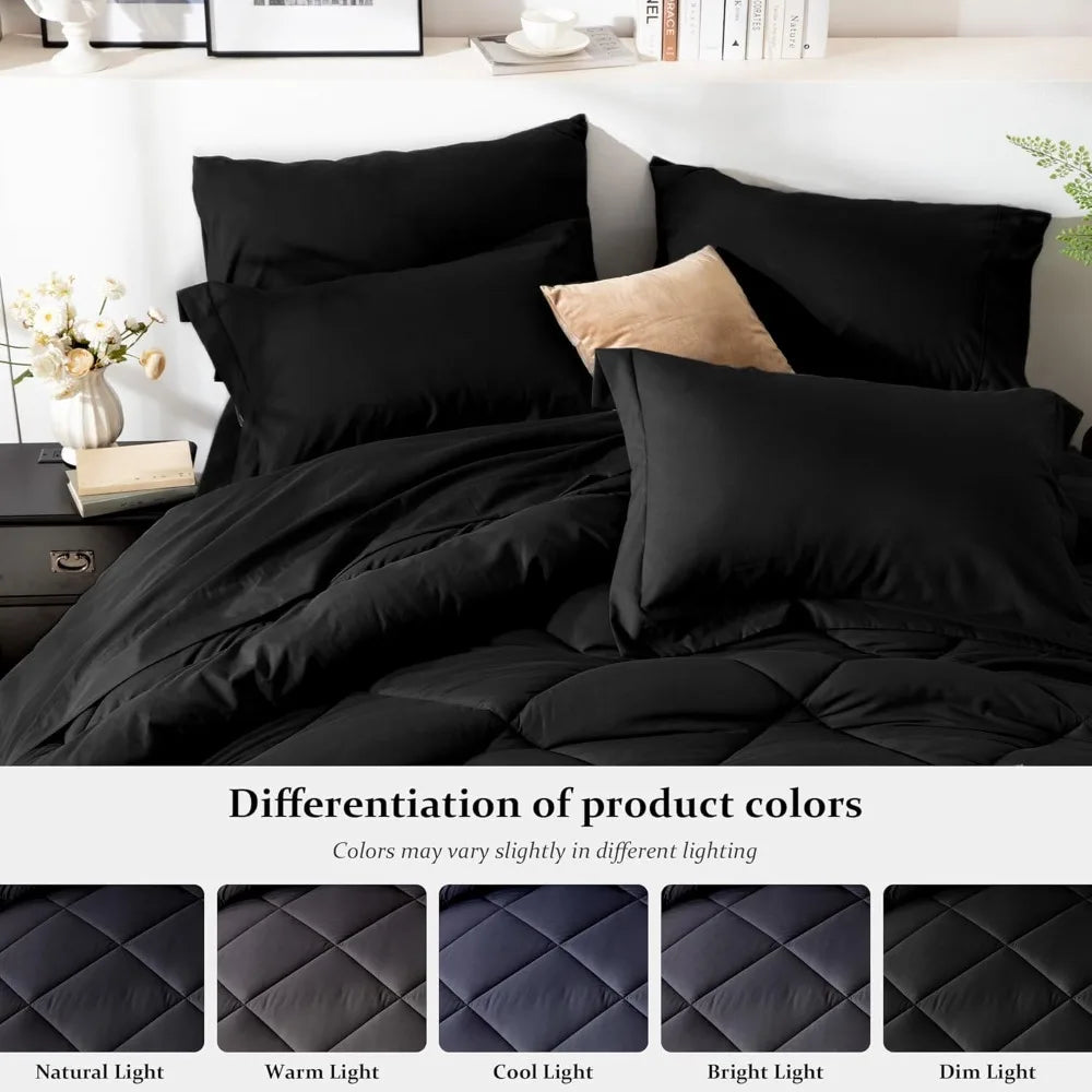 Black All Season King Size Comforter Set Bed In Bag
