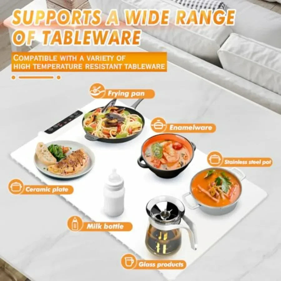 Rollable Full Surface Food Warmer Mat With 3 Temperature Settings Auto Shut Off
