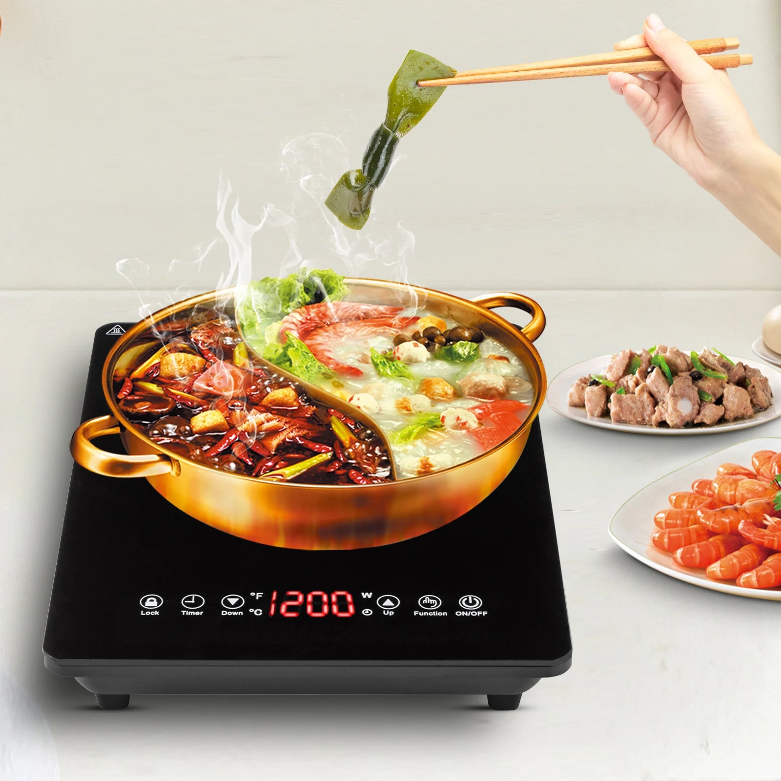 1800W Induction Cooktop Portable Low Noise Ultra Thin Countertop Plate