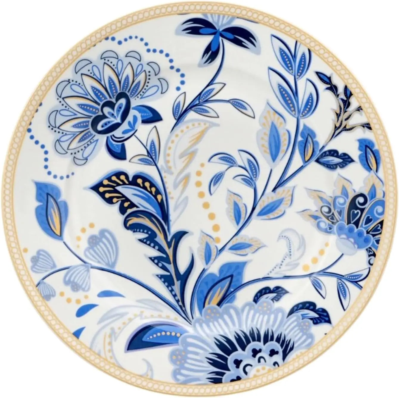 Bone China Dinnerware Set of 24 for 6 pers. Dessert Plate Dinner Plate Soup Plate with Serving Bowls (Melodie de Fleurs)