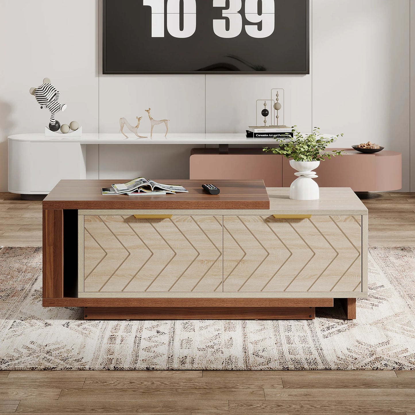Tribesigns Extendable Coffee Table 42 To 65 Inches With Drawers