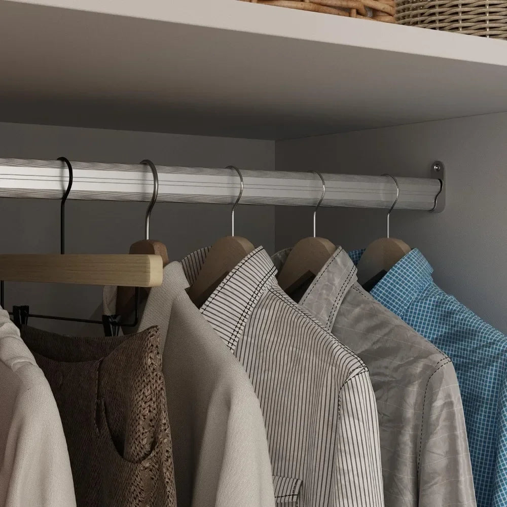 63 Inch Wide 4 Door Wood Wardrobe With Hanging Rails