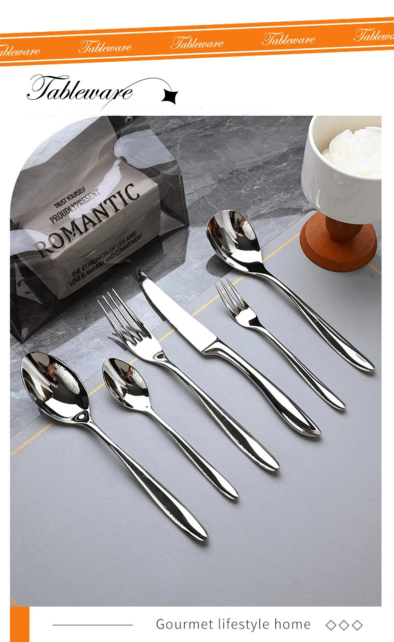 High-end 304 stainless steel restaurant and hotel creative high-end tableware steak, knife, fork and spoon set