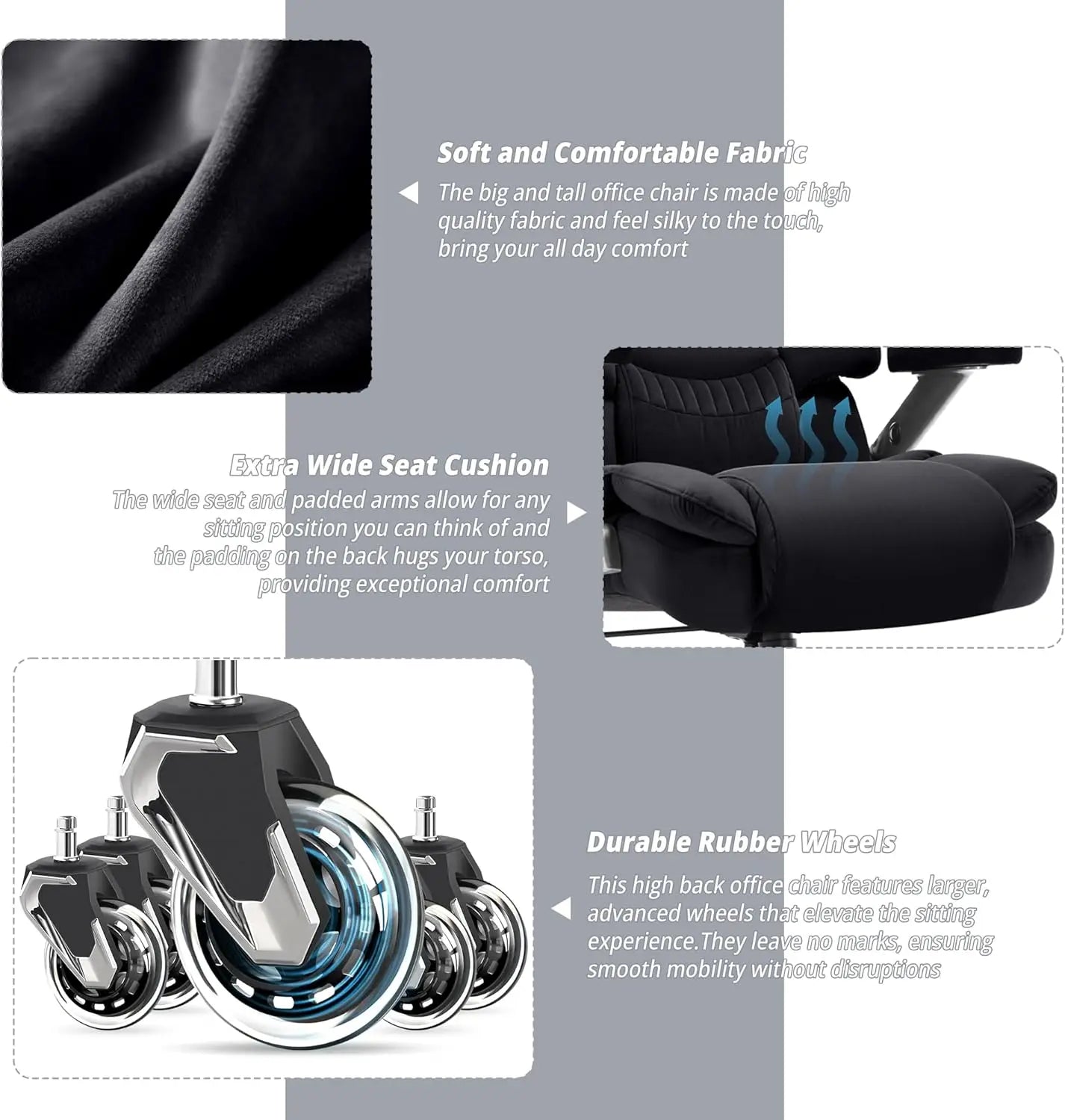 Heavy Duty High Back Cloth Chair With 3D Flip Arms