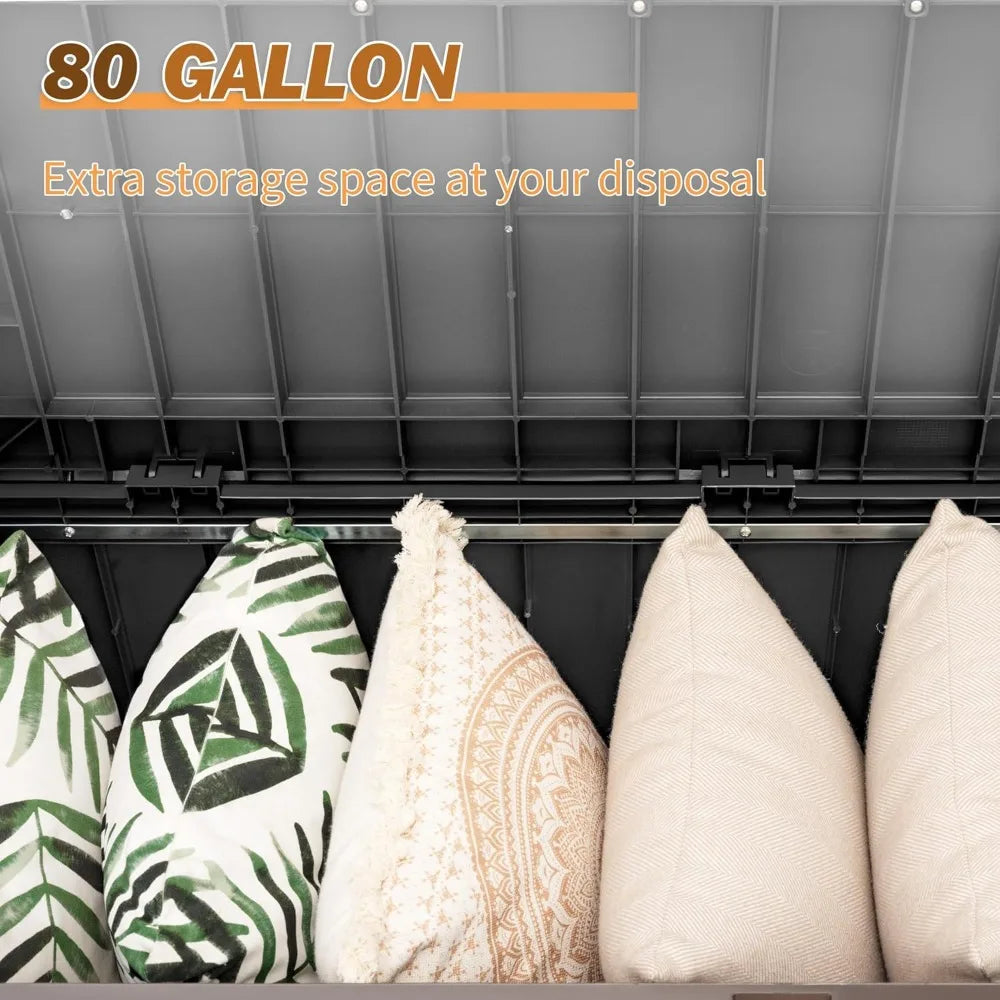 80 Gallon Lockable Storage Bench Deck Box for Patio Gardens