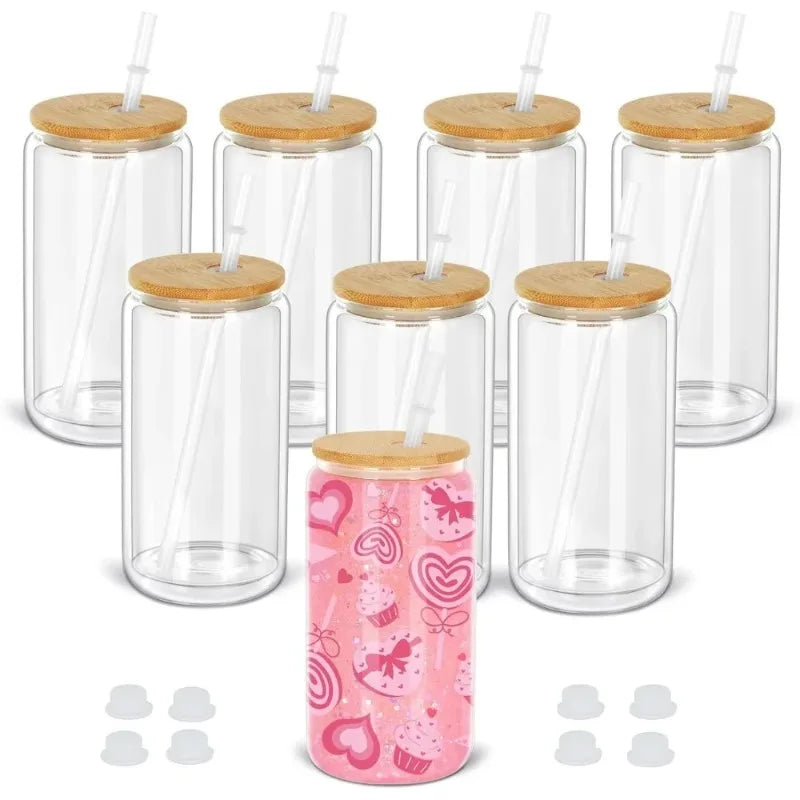 Discount Free Delivery   16 Oz Snow Globe Tumbler, 8 Pack Pre Drilled Sublimation Glass Cup For Glitter Snow Globe Diy, Double W