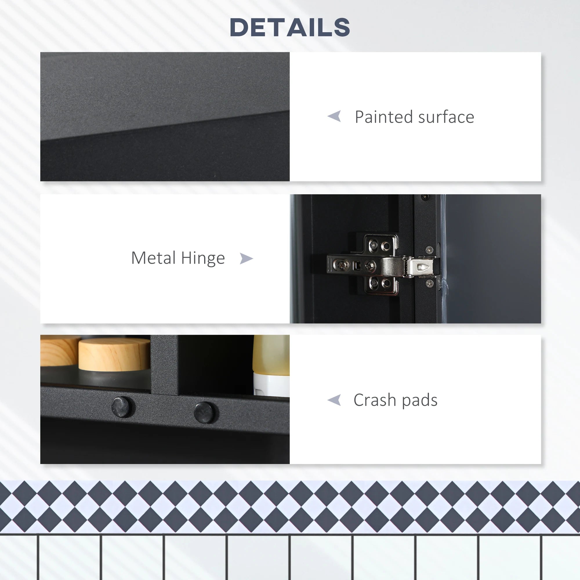 Kleankin Wall-Mounted Medicine Cabinet with Mirror, Bathroom Cabinet Black