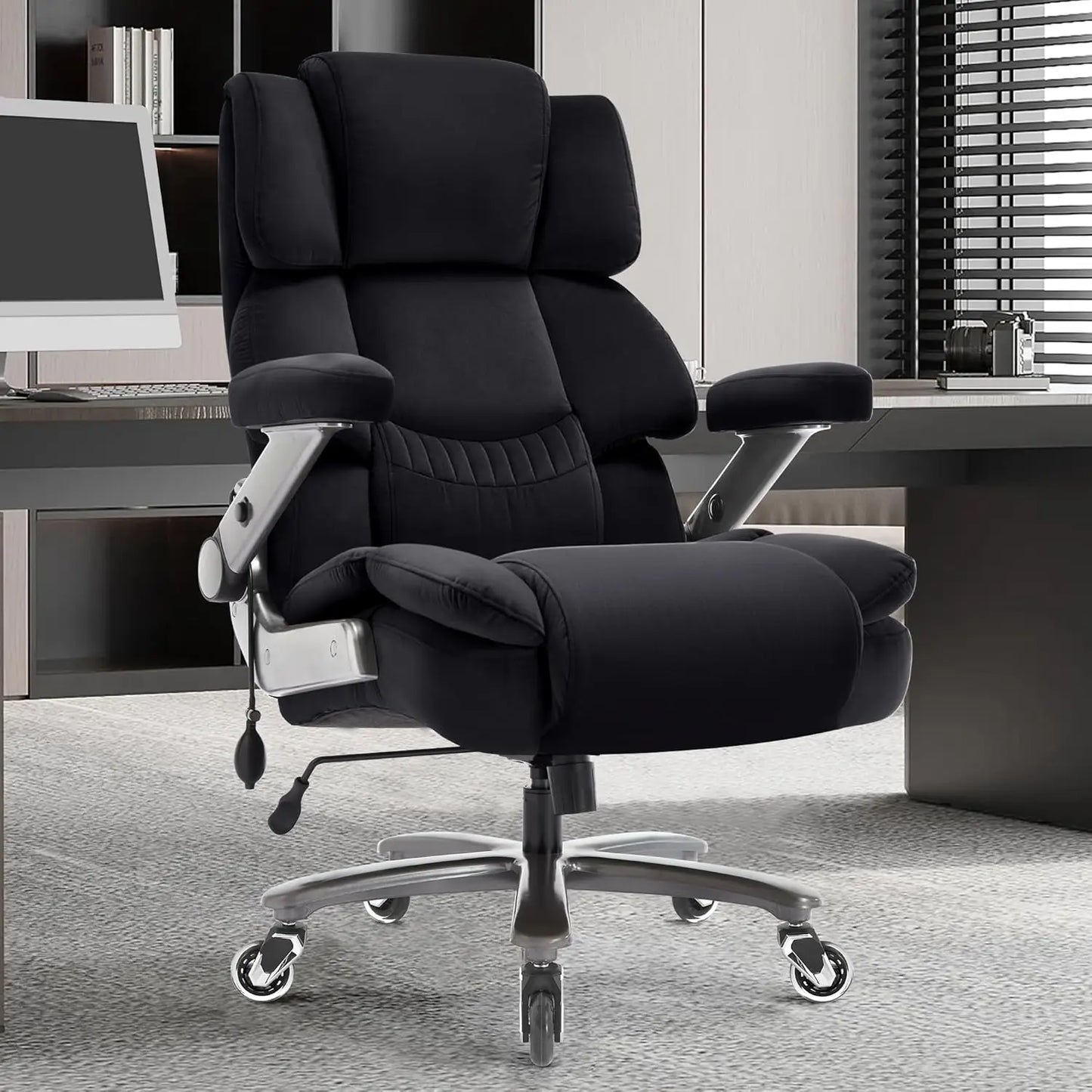 Heavy Duty High Back Cloth Chair With 3D Flip Arms