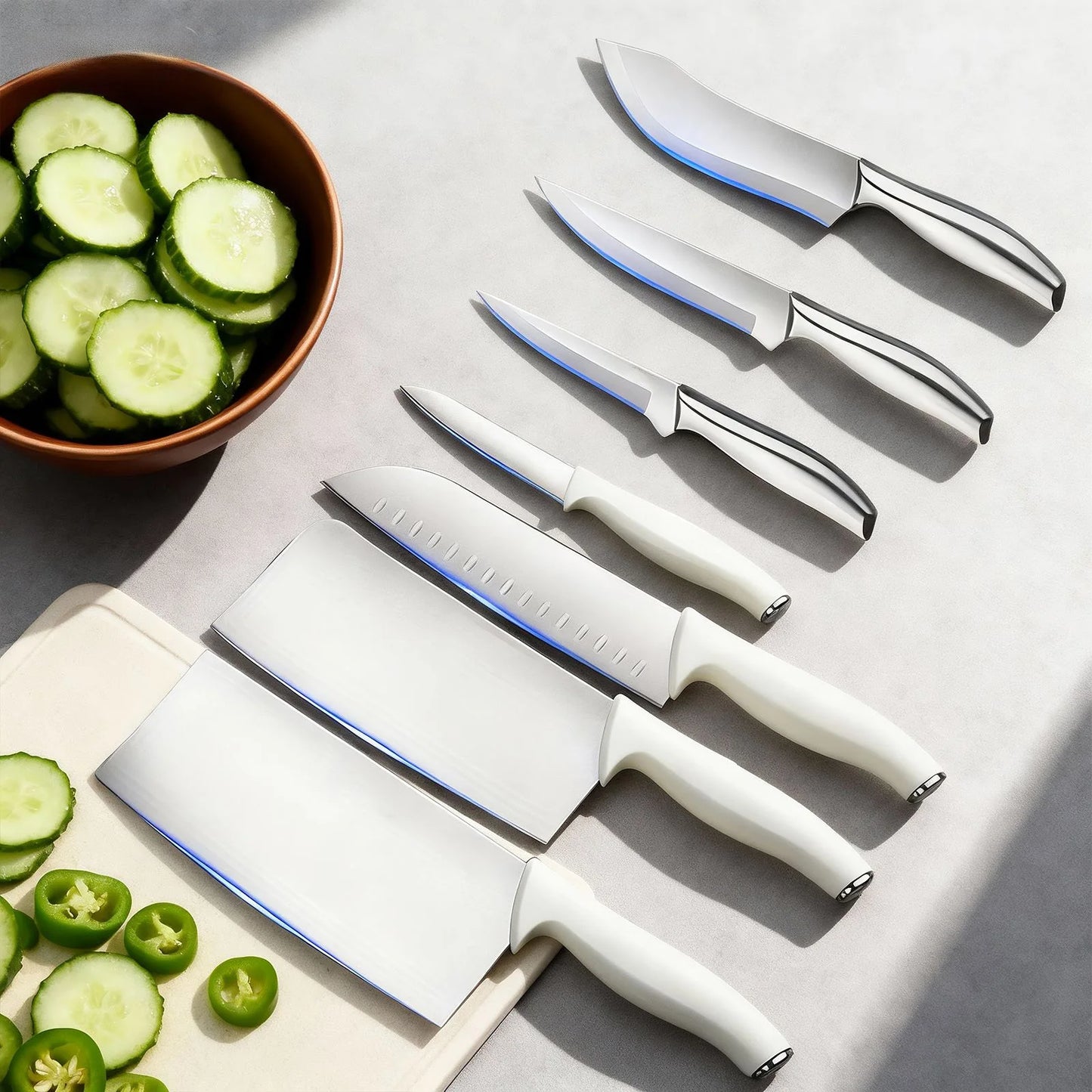 7 Piece Kitchen Knife Set Bone Cutting Slicing Chef Knife