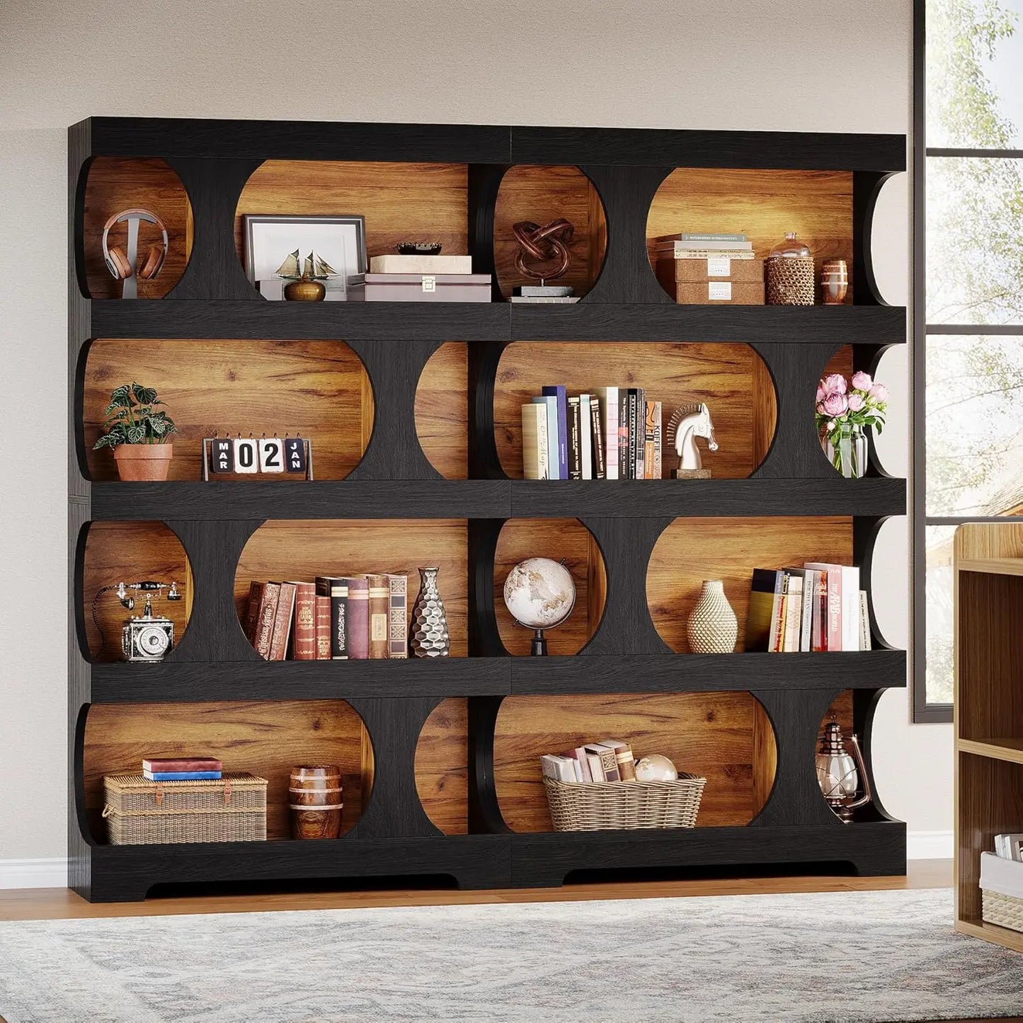 Modern Asymmetrical Freestanding Bookshelf for Living Room and Office