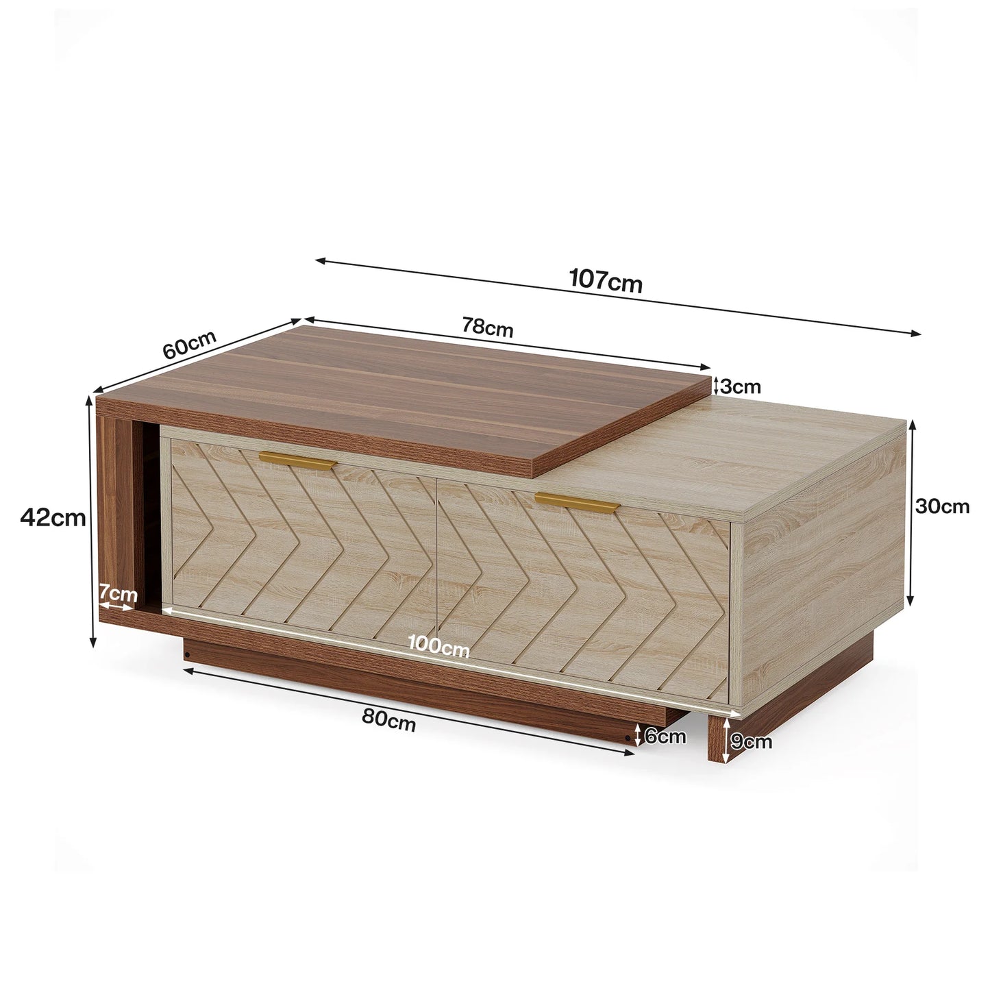 Tribesigns Extendable Coffee Table 42 To 65 Inches With Drawers