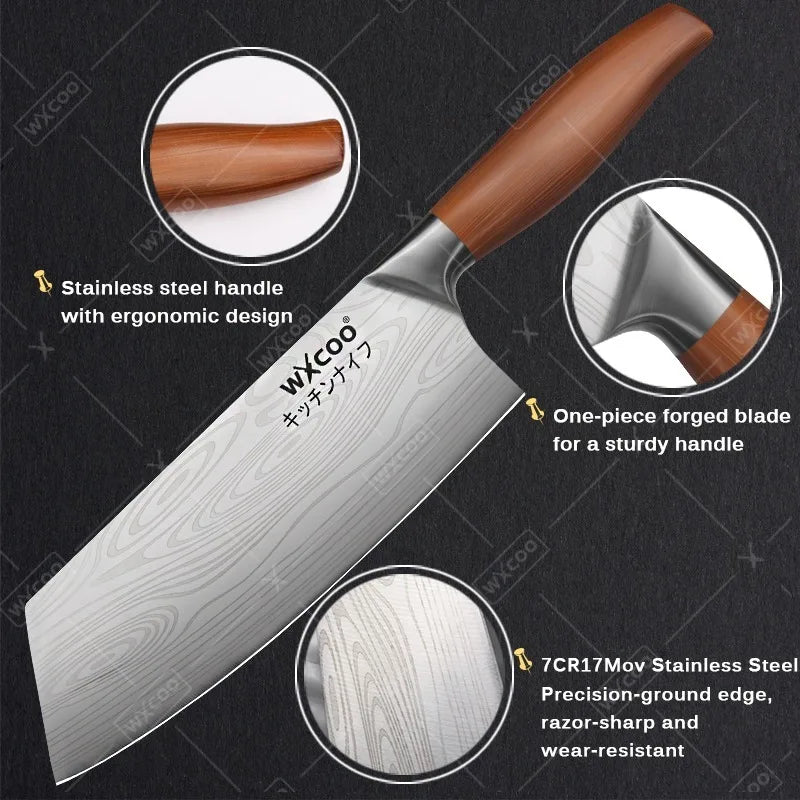 Three Piece Stainless Steel Kitchen Knife Multipurpose Cleaver Boning Knife