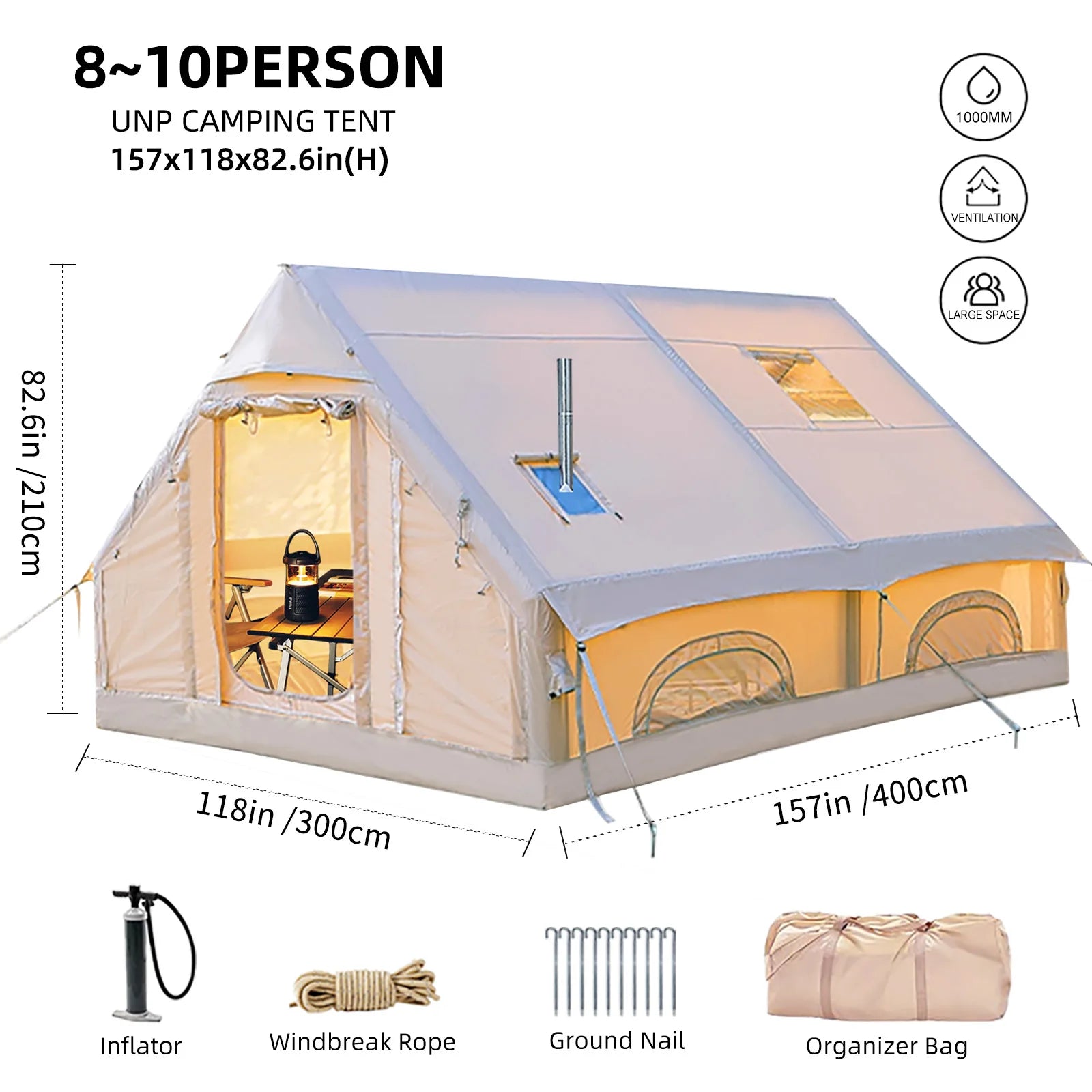 129 Square Feet Inflatable Tent Canopy For Outdoor Playhouse