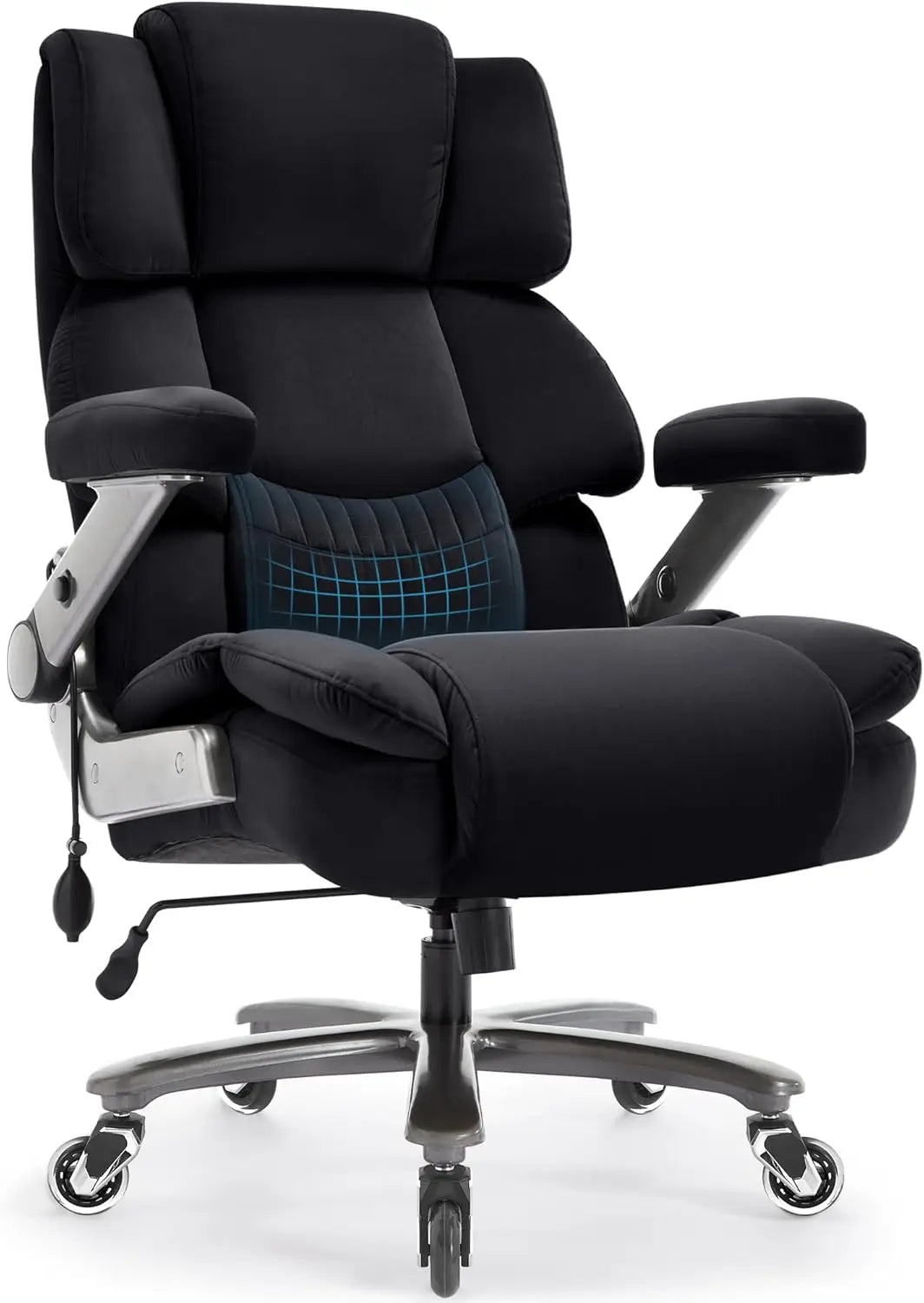 Heavy Duty High Back Cloth Chair With 3D Flip Arms