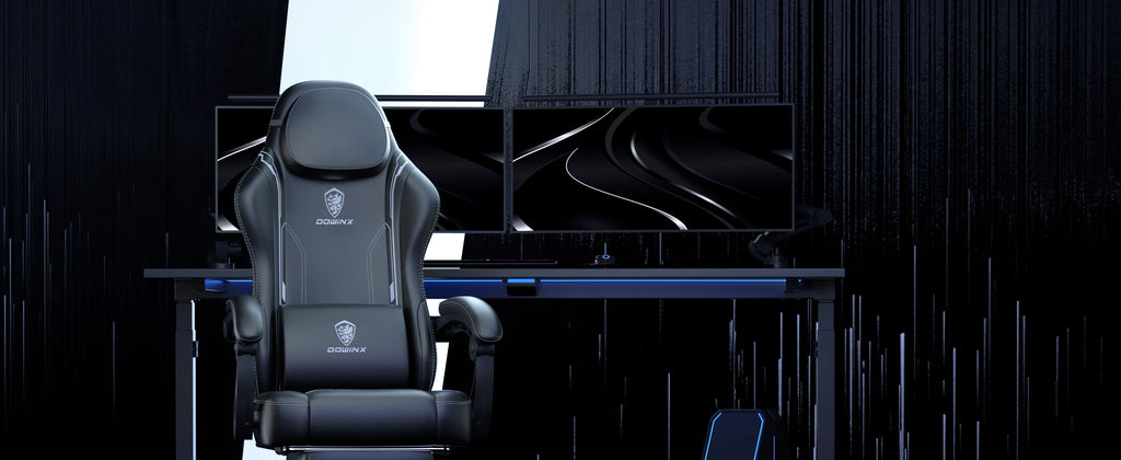 Dowinx Ergonomic Gaming Chair With Massage Lumbar Support And Footrest