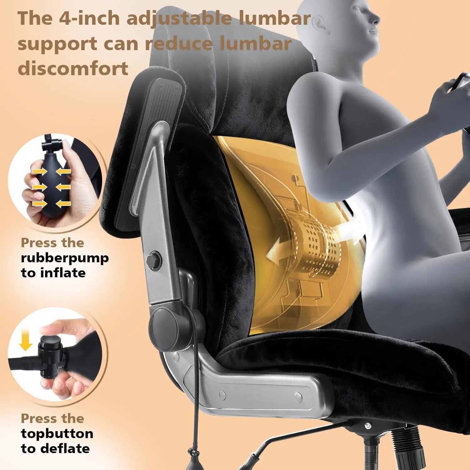 600LBS Big Tall Fabric Executive Office Chair 5D Flip Arms