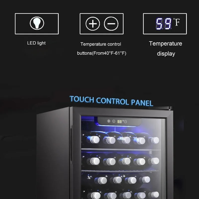 Antarctic Star 24 Bottle Wine Cooler/Cabinet Beverage Refrigerator Small Mini Wine Cellar Beer Soda Clear Glass Door Bar Fridge