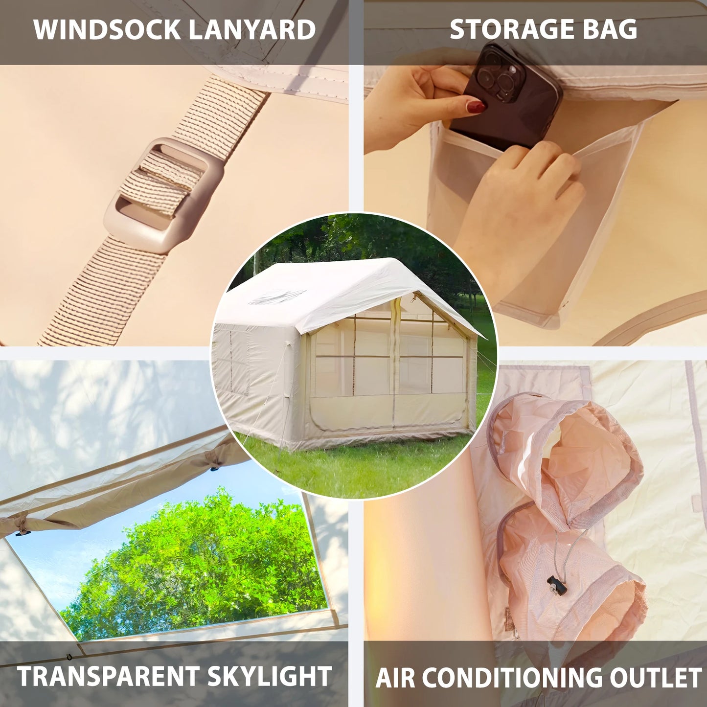 80.73 Inflatable Camping Tent-6 People Inflatble Tent for Camping,4 Season Glamping garden Furniture，Outdoor Canopy