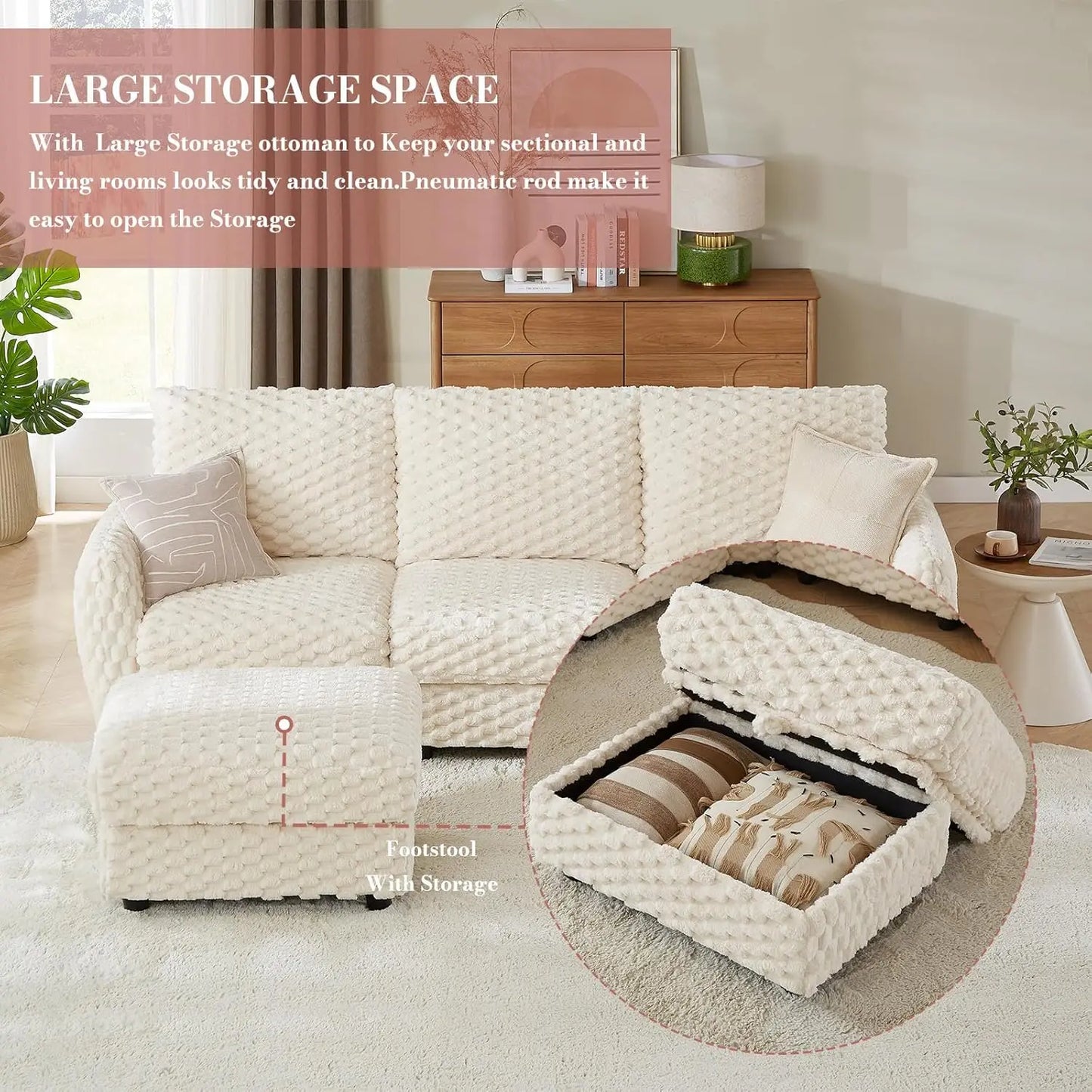Modular L Shape Sectional Sofa 94.5 Inches Deep Seat for Living Room