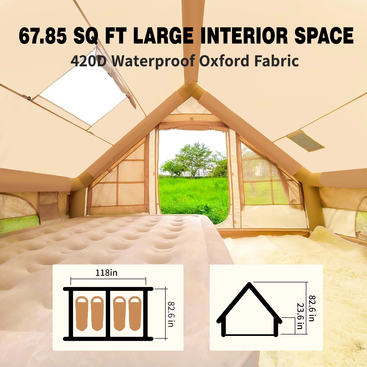 Inflatable Tents for Camping with Pump,Air Glamping Tents for Camping Family, Easy Setup Rainproof Windproof Outdoor Tents