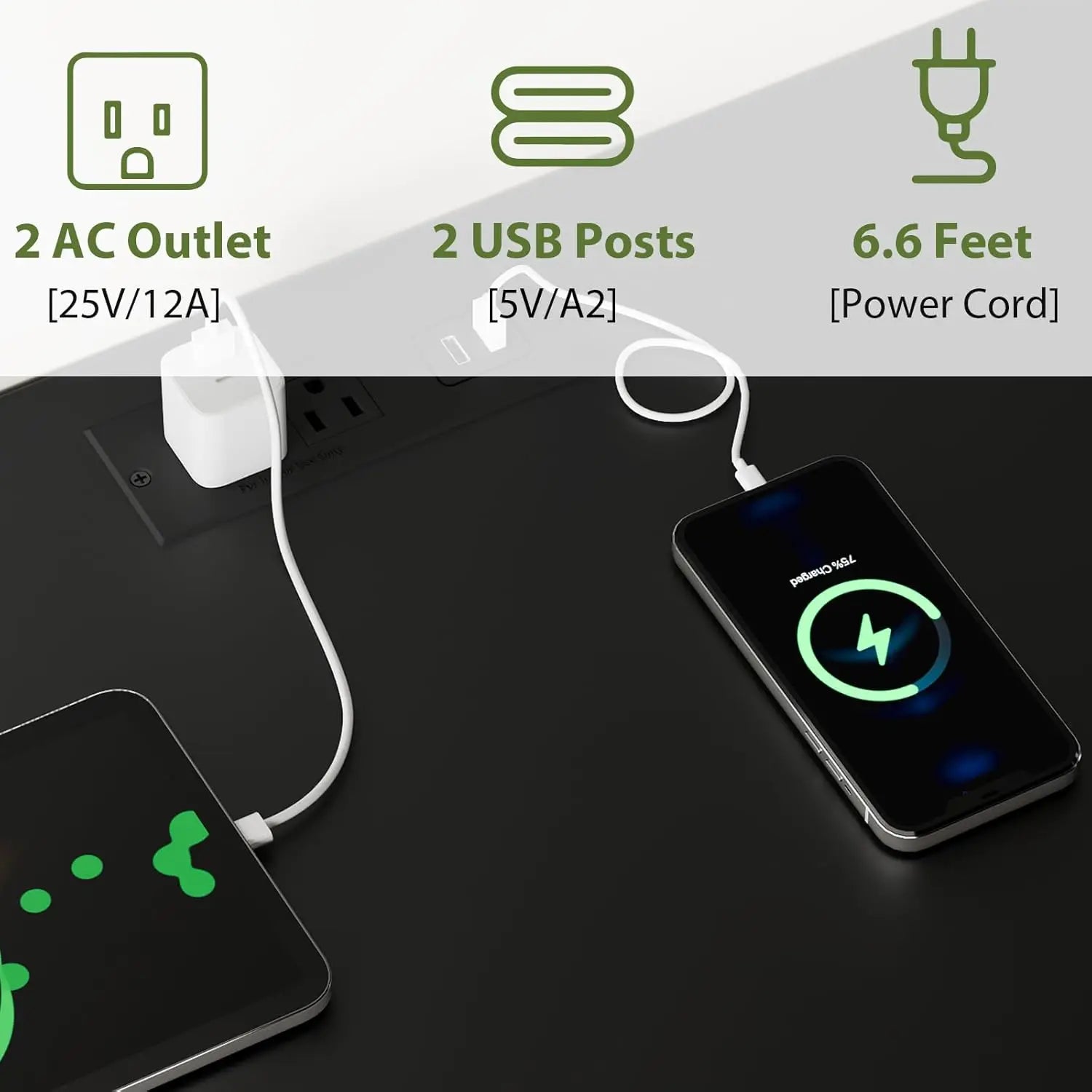 Black Dresser With Charging Station And LED Light TV Stand