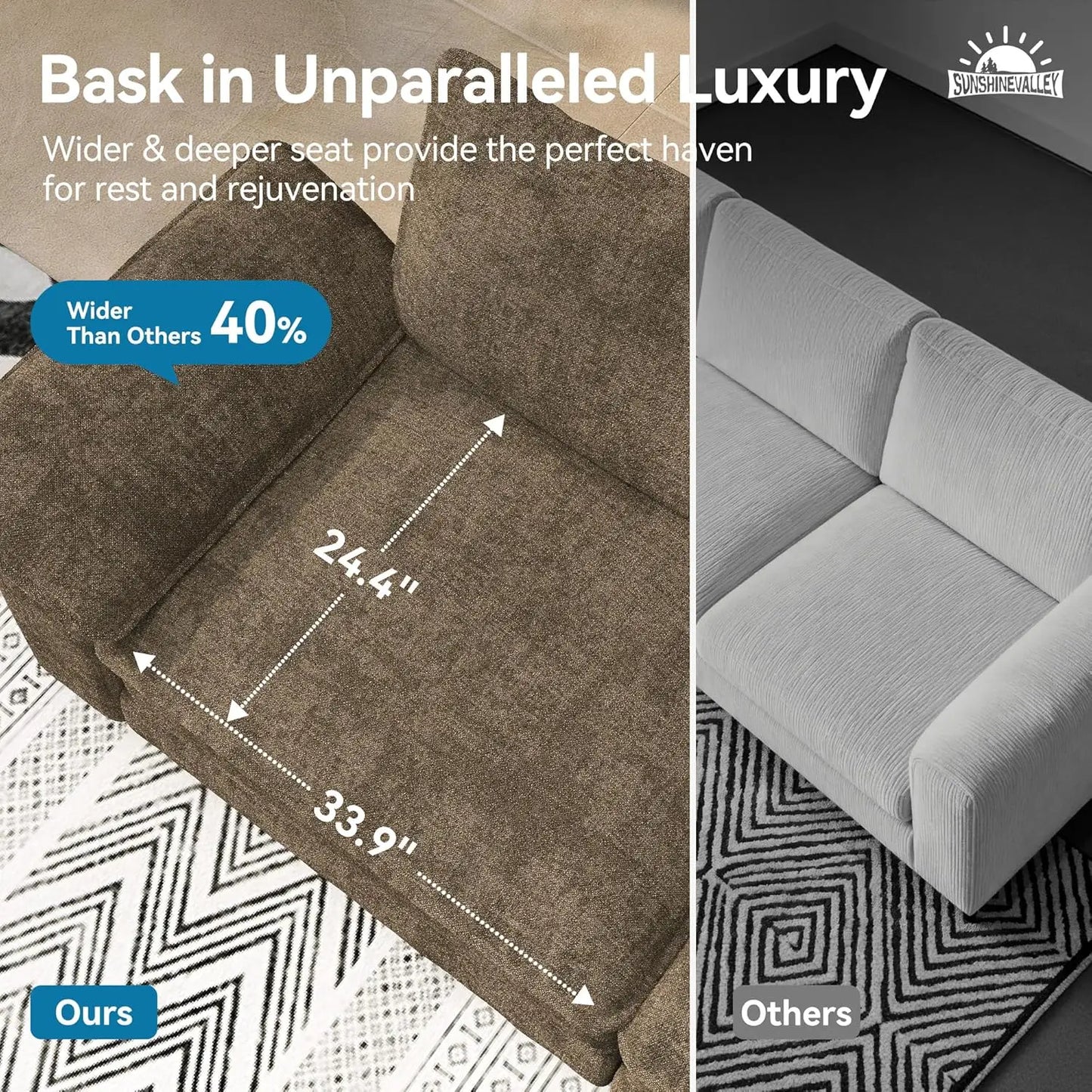L Shaped Modular Cloud Chenille Sectional Sofa With Ottoman