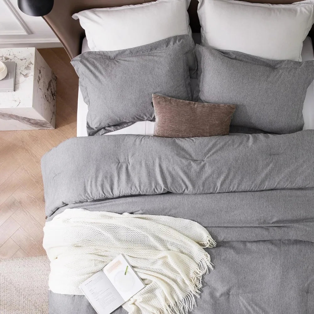 Bedsure Dark Grey Super King Size Comforter Set - All-Season Soft Bedding, 3-Piece Cationic Dyed Collection