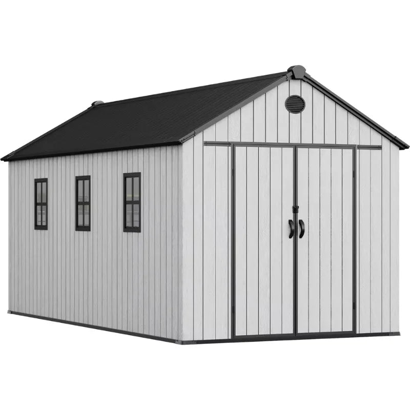 8x16 Ft Waterproof Outdoor Storage Shed With Floor Lockable Doors