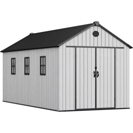 8x16 Ft Waterproof Outdoor Storage Shed With Floor Lockable Doors