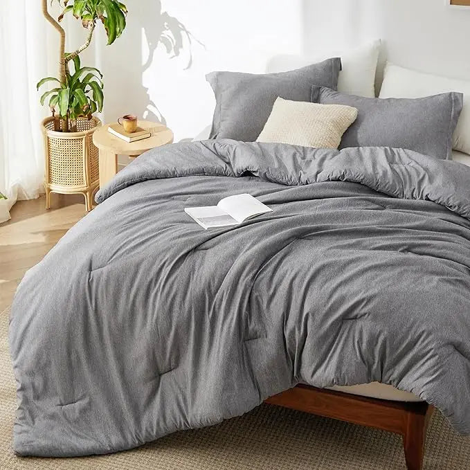 Bedsure Dark Grey Super King Size Comforter Set - All-Season Soft Bedding, 3-Piece Cationic Dyed Collection