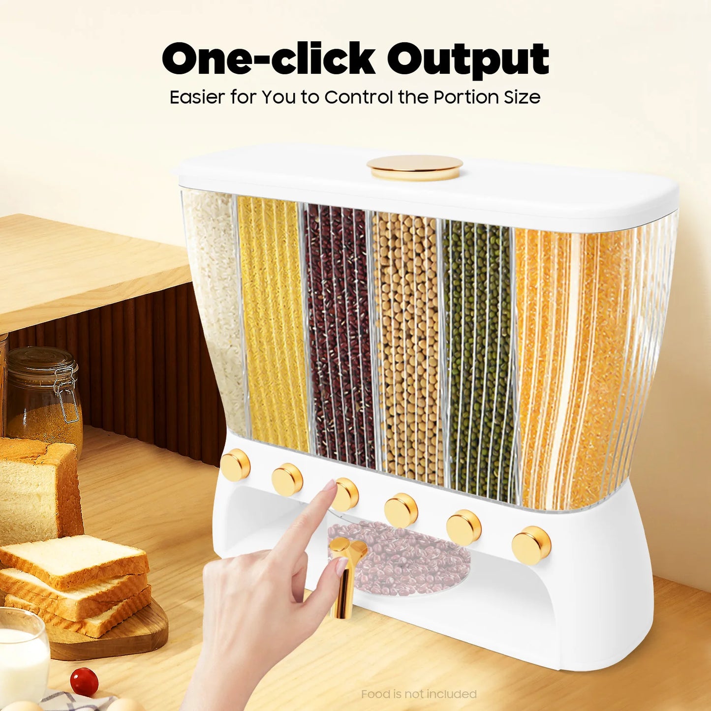 Six-grid Dry Food Dispenser Kitchen Storage Container Clear Dry Food 6 Grid Beans Rice Cereal dispenser Rice Tank Grain Box