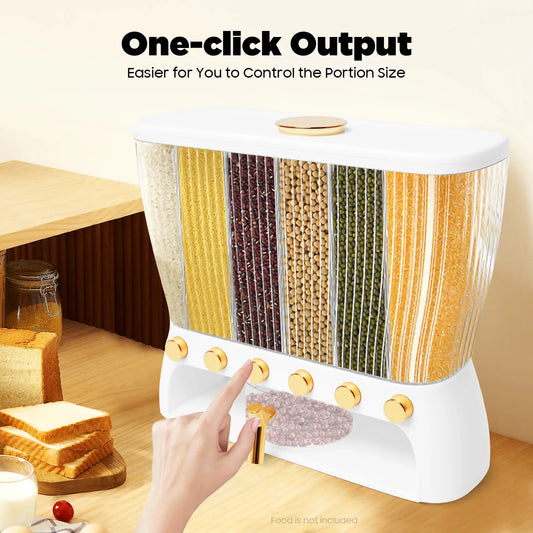 Six-grid Dry Food Dispenser Kitchen Storage Container Clear Dry Food 6 Grid Beans Rice Cereal dispenser Rice Tank Grain Box