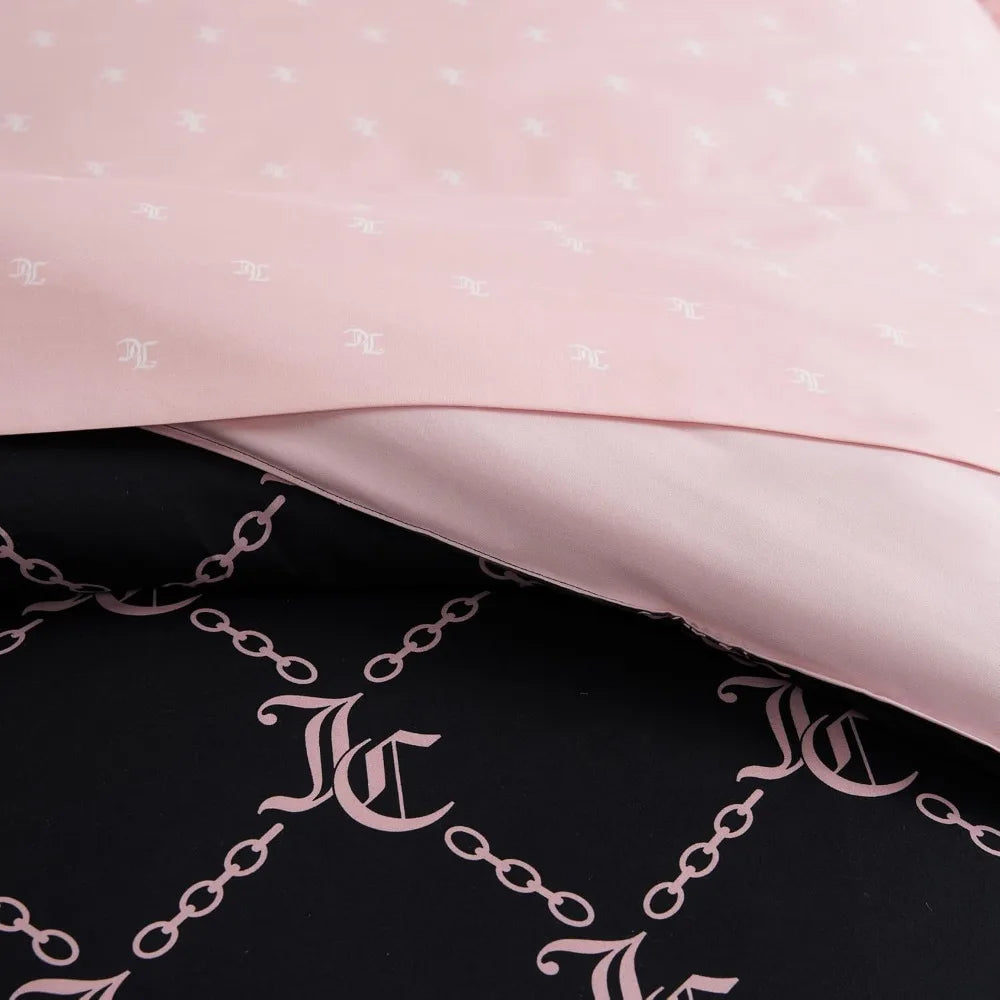 Black Link Logo Printed Comforter Set, Queen – Complete 8-Piece Bed in a Bag Collection