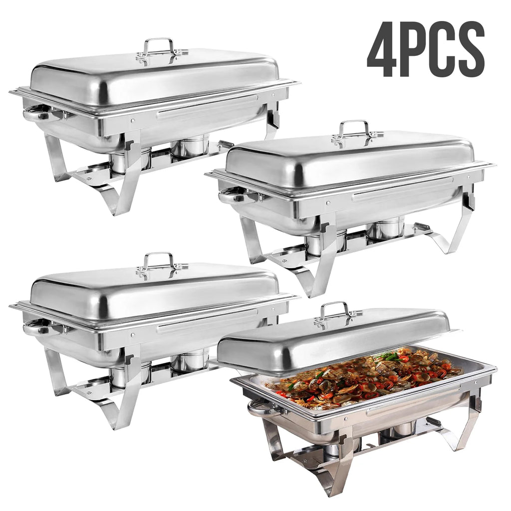 4PCS Stainless Steel Chafer Full Size Chafer Chafing Dish Buffet Set