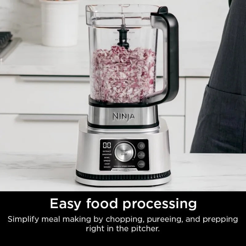 Ninja Blender For Kitchen,Food Processor Combo System,Smoothie Maker &Nutrient Extractor,72-oz. Pitcher &To-Go Cups,Silver,SS351