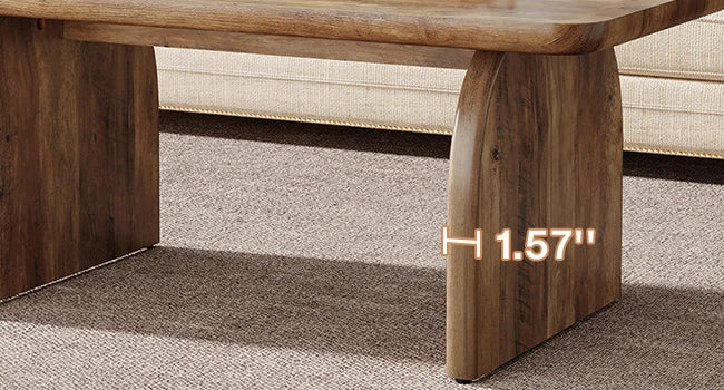 Rectangular Wood Coffee Table Farmhouse Low Profile Sturdy Base