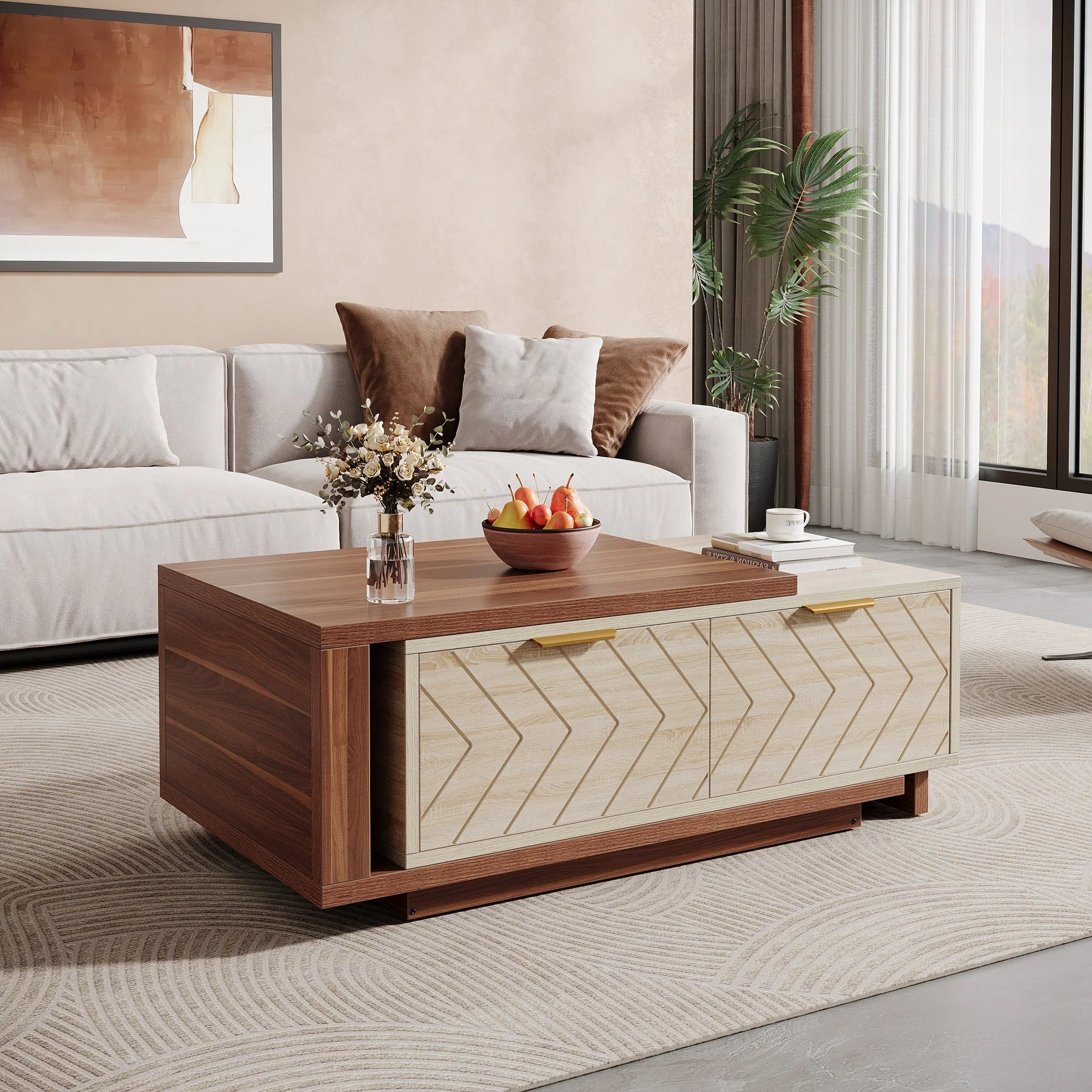 Tribesigns Extendable Coffee Table 42 To 65 Inches With Drawers
