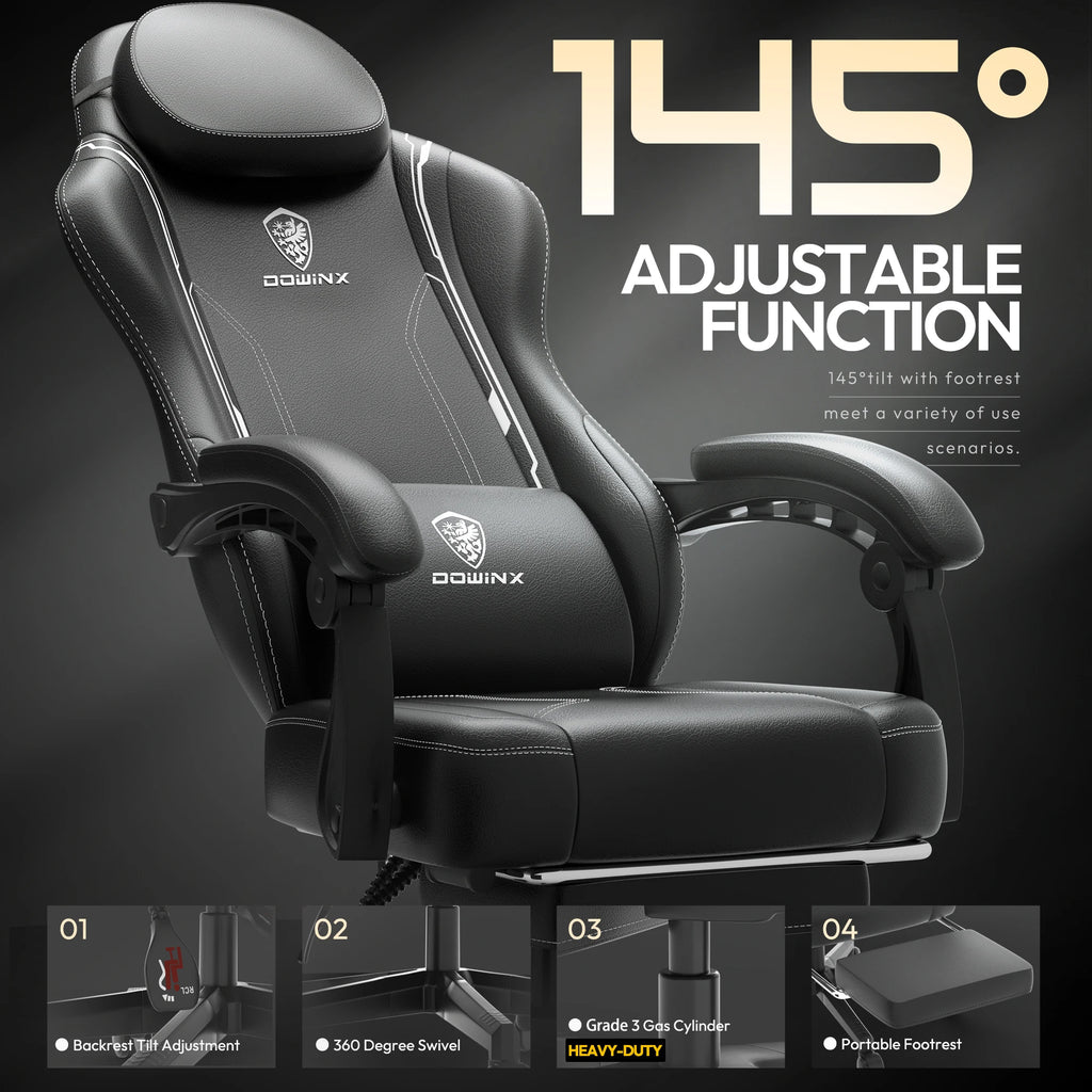 Dowinx Ergonomic Gaming Chair With Massage Lumbar Support And Footrest