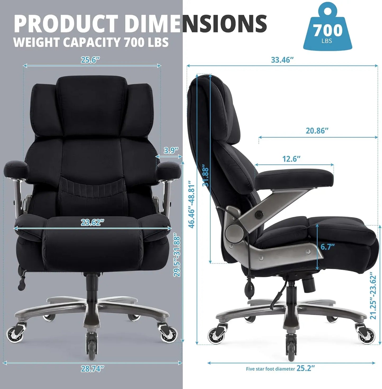 Heavy Duty High Back Cloth Chair With 3D Flip Arms