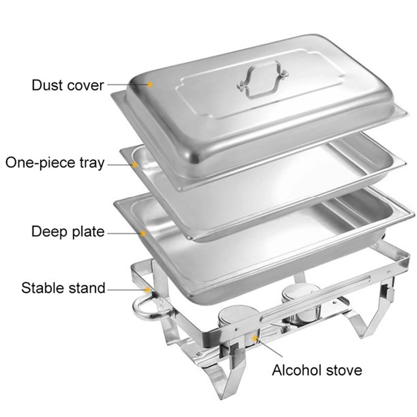 4PCS Stainless Steel Chafer Full Size Chafer Chafing Dish Buffet Set